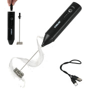 STONELINE Elektrischer Milchaufschäumer USB C Aufladbar mit 3 Stufen, Mixstab mit Edelstahl Schneebesen Doppelfeder Schaumbereiter Getränkemixer Handmixer für Kaffee Cappuccino Cocktails, Schwarz
