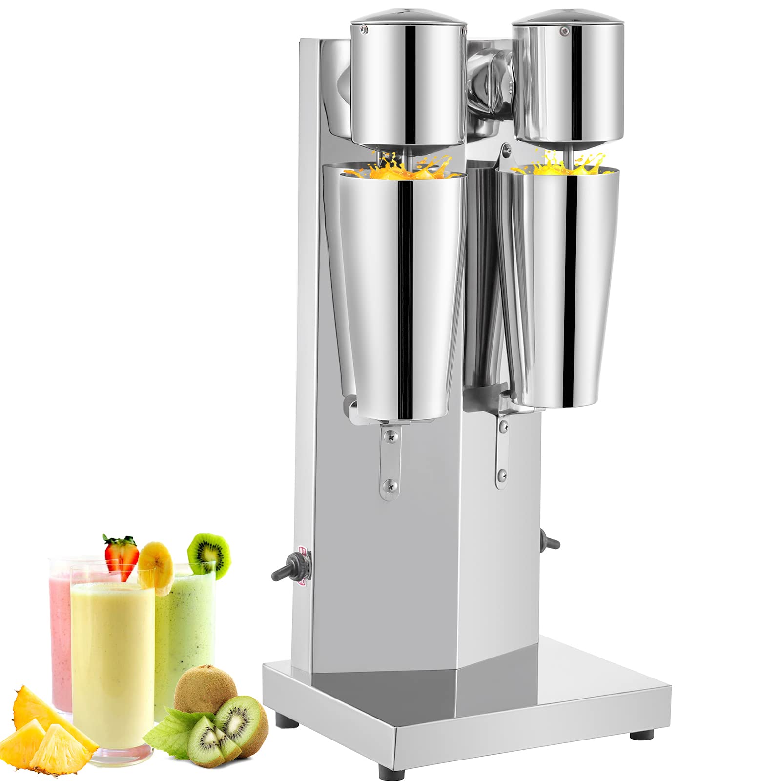 VEVOR Getränkemixer 150W, Milchshaker Elektrisch 800ml, Doppelköpfe, Silbrig, Elektrischer Mixer für Shakes, Cocktailmixer, Milchshake Maschine, Bar Mixer, Standmixer, Gewerbliche Privatgebrauch