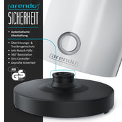 Arendo - 0,5l Edelstahl Wasserkocher mit Temperatureinstellung im Doppelwand-Design - 0,5l Wasser-Füllmenge - 5 Temperaturstufen einstellbar - Warmhaltefunktion - Energiesparend