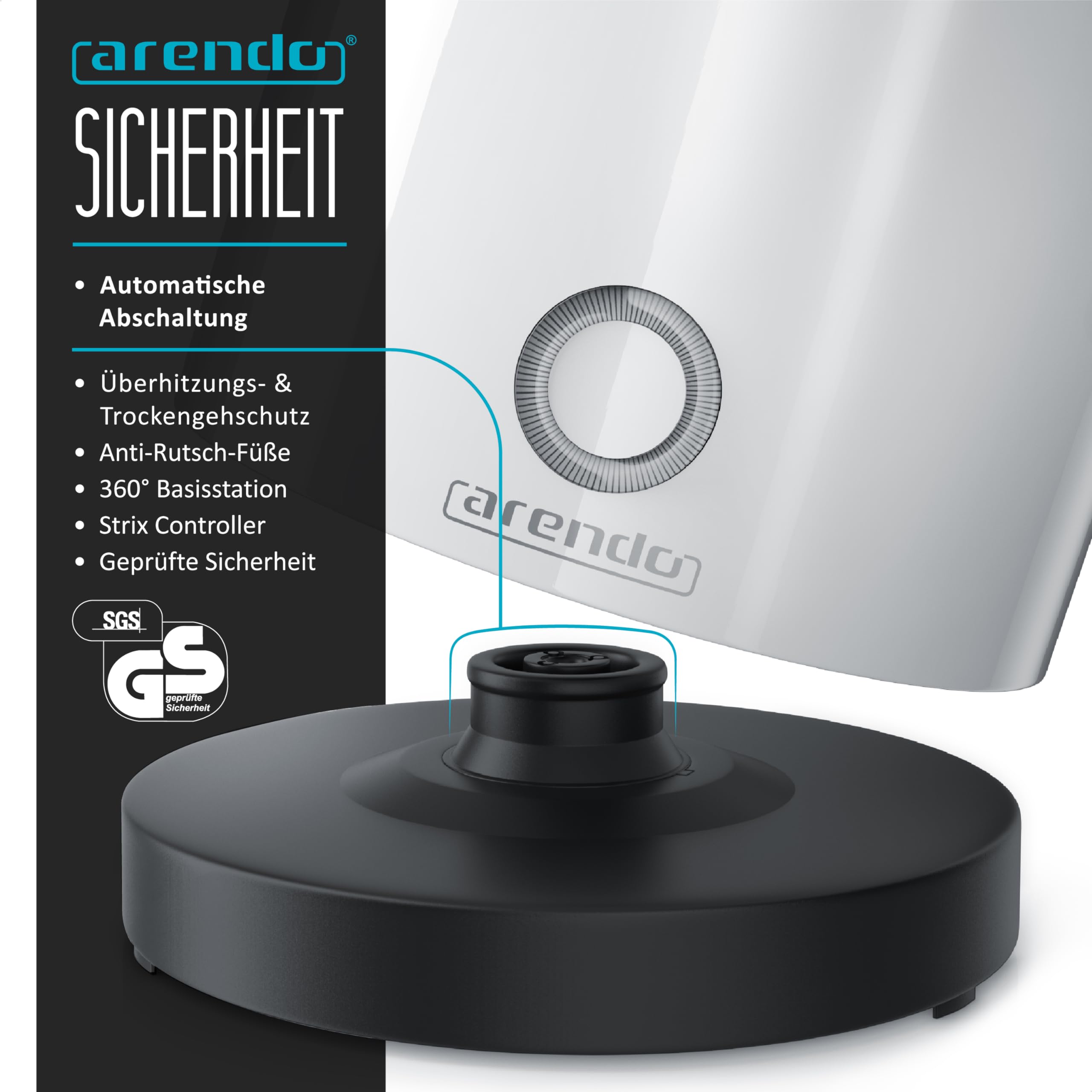 Arendo - 0,5l Edelstahl Wasserkocher mit Temperatureinstellung im Doppelwand-Design - 0,5l Wasser-Füllmenge - 5 Temperaturstufen einstellbar - Warmhaltefunktion - Energiesparend