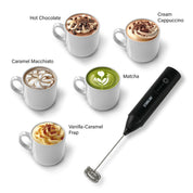 STONELINE Elektrischer Milchaufschäumer USB C Aufladbar mit 3 Stufen, Mixstab mit Edelstahl Schneebesen Doppelfeder Schaumbereiter Getränkemixer Handmixer für Kaffee Cappuccino Cocktails, Schwarz
