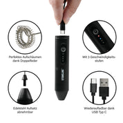 STONELINE Elektrischer Milchaufschäumer USB C Aufladbar mit 3 Stufen, Mixstab mit Edelstahl Schneebesen Doppelfeder Schaumbereiter Getränkemixer Handmixer für Kaffee Cappuccino Cocktails, Schwarz
