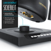 Arendo - Edelstahl Wasserkocher Schwanenhals mit Temperatureinstellung - 40° bis 100° - Warmhaltefunktion 30 Minuten – 0,5 Liter – Sensortasten – 360° Basis - Retro Design - Schwarz