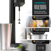 Arendo - Eiweiß Shaker - Protein Mixer - Milchshake Mixer - elektrischer Standmixer - 500 ml Edelstahl Becher - 22.000 U min - 2 Geschwindigkeitsstufen - Fitness Protein Drinks Smoothies Milchshakes