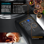 Arendo - 0,5l Edelstahl Wasserkocher mit Temperatureinstellung im Doppelwand-Design - 0,5l Wasser-Füllmenge - 5 Temperaturstufen einstellbar - Warmhaltefunktion - Energiesparend