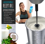 Arendo - Drink Mixer - Eiweiß Shaker - Getränkemixer - elektrischer Standmixer - 500 ml Becher - 22.000 U min - 2 Geschwindigkeitsstufen - Fitness Protein Drinks Smoothies Milchshakes Cocktails