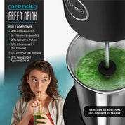 Arendo - Eiweiß Shaker - Protein Mixer - Milchshake Mixer - elektrischer Standmixer - 500 ml Edelstahl Becher - 22.000 U min - 2 Geschwindigkeitsstufen - Fitness Protein Drinks Smoothies Milchshakes