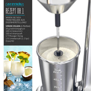 Arendo - Drink Mixer - Getränkemixer - elektrischer Standmixer - Shaker - 500 ml Becher - 100 W, 22.000 U min - 2 Geschwindigkeitsstufen - Protein Smoothies Eischnee Milchshakes Cocktails - GS