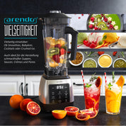 Arendo - Standmixer 2000 Watt mit Touchpanel - Hochleitungsmixer - 2L - 9 Geschwindigkeitsstufen – max. 24.000 U/min - Pulsfunktion – Timer – 5 Programme – Mixer mit Display – 6 Messer aus Edelstahl